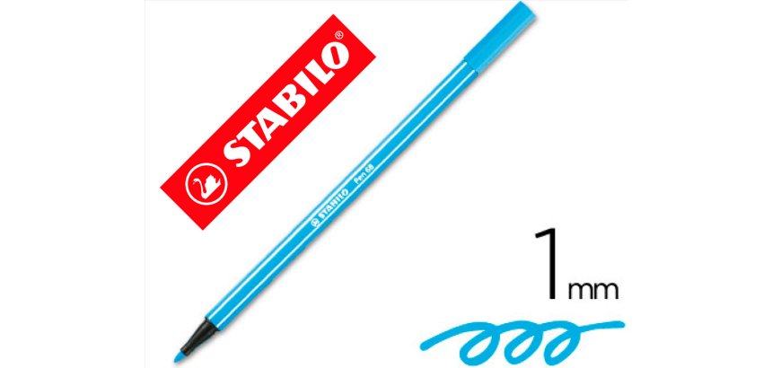 Rotulador stabilo acuarelable pen 68 azul celeste punta gruesa 1mm