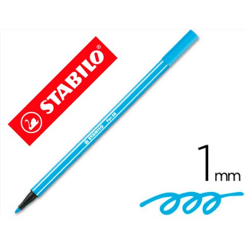 Rotulador stabilo acuarelable pen 68 azul celeste punta gruesa 1mm