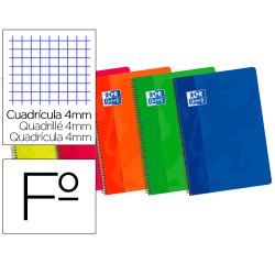 Bloc espiral oxford cartoncillo folio 80 hojas cuadros 4 mm