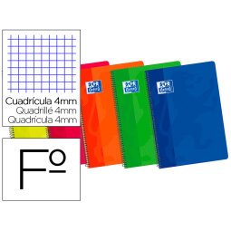 Bloc espiral oxford cartoncillo folio 80 hojas cuadros 4 mm