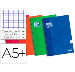 Bloc espiral oxford tapa extradura cuarto 80 hojas cuadros 4 mm