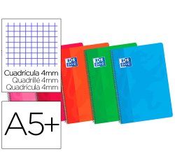 Bloc espiral oxford cartoncillo cuarto 80 hojas cuadros 4 mm