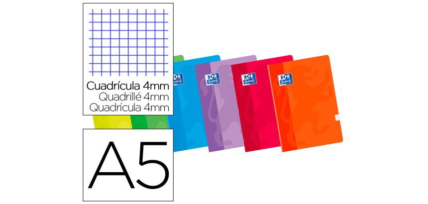 Libreta escolar oxford 48 h din a5 cuadro 4 mm