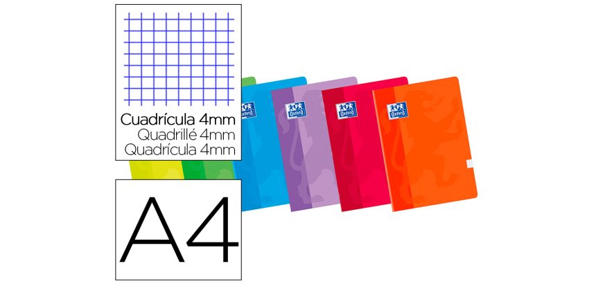 Libreta escolar oxford 48 h din a4 cuadro 4 mm