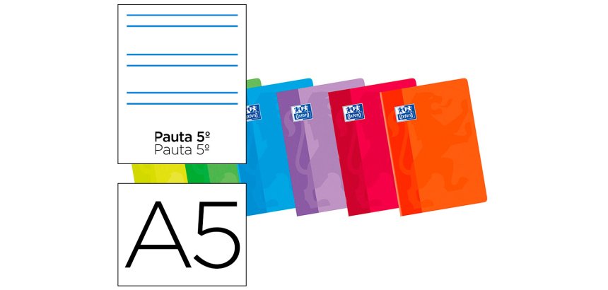 Libreta escolar oxford 48 h din a5 2 rayas pauta