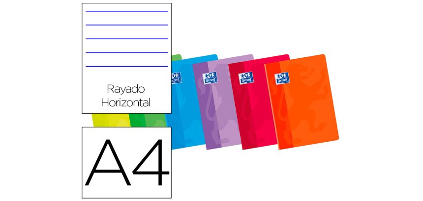 Libreta escolar oxford din a4 48 hojas rayado horizontal colores surtidos