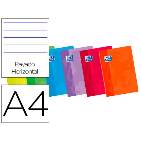 Libreta escolar oxford din a4 48 hojas rayado horizontal colores surtidos