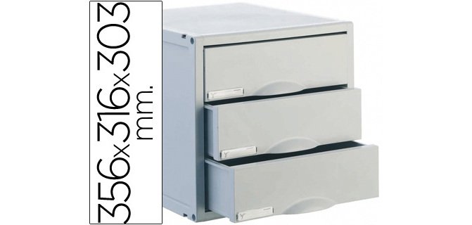 Fichero cajones de sobremesa archisystem 356x316x303 mm 3 cajones color gris