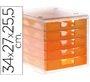 Fichero cajones de sobremesa archivo 2000 340x270x260 mm apilables 5 cajones naranja mandarina translucido