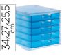Fichero cajones de sobremesa archivo 2000 340x270x260 mm apilables 5 cajones azul mar translucido