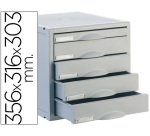 Fichero cajones de sobremesa archisystem 356x316x303 mm 5 cajones color gris 4 de 52mm y 1 de 22mm