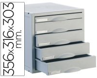 Fichero cajones de sobremesa archisystem 356x316x303 mm 5 cajones color gris 4 de 52mm y 1 de 22mm