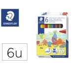 Rotulador staedtler color jumbo trazo 3 mm estuche de 6 unidades colores surtidos