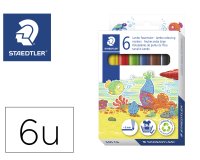 Rotulador staedtler color jumbo trazo 3 mm estuche de 6 unidades colores surtidos