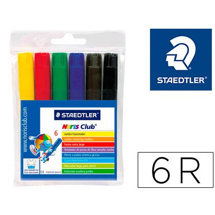 Rotulador staedtler color jumbo trazo 3 mm estuche de 6 unidades colores surtidos