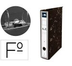 Archivador de palanca liderpapel folio classic carton entrecolado con rado lomo 52mm negro compresor metalico