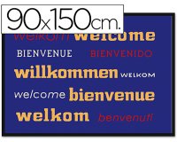 Alfombra fast-paperflow antipolvo de poliamido bienvenido azul 90x150 cms