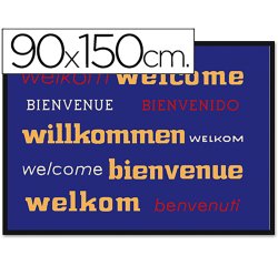 Alfombra fast-paperflow antipolvo de poliamido bienvenido azul 90x150 cms