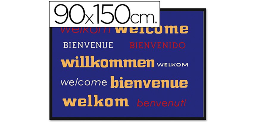 Alfombra fast-paperflow antipolvo de poliamido bienvenido azul 90x150 cms