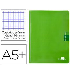 Libreta liderpapel scriptus a5 48 hojas 90g/m2 cuadro 4mm con margen color verde