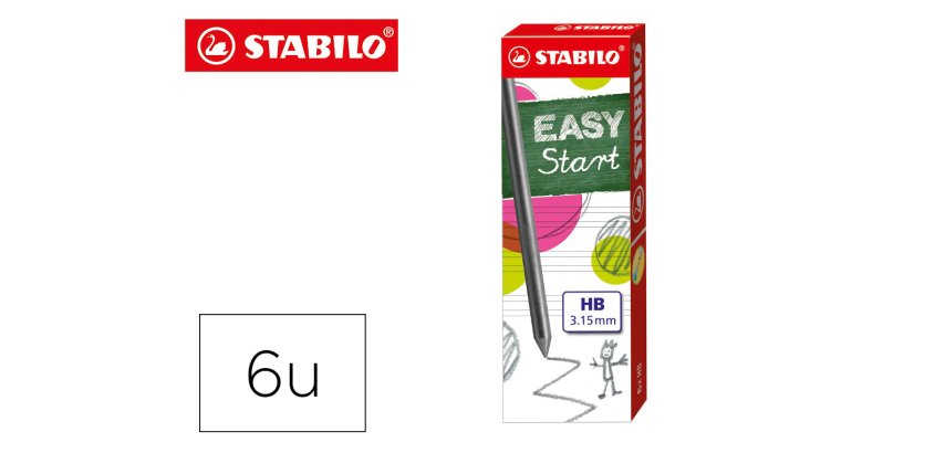 Minas stabilo easy ergo grafito hb 3,15 mm caja de 6 minas
