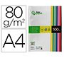 Papel color liderpapel a4 80gr 25 colores surtidos paquete de 100 hojas