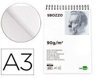 Bloc dibujo liderpapel esbozos espiral a3 297x420mm 100 hojas 90gr/m2 sin recuadro