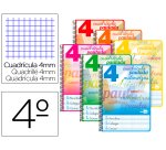 Cuaderno espiral liderpapel cuarto pautaguia tapa blanda 40h 75gr cuadro pautado 4mm c olores surtidos