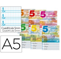 Libreta liderpapel pautaguia tapa cartoncillo 32 hojas din a5 70 g cuadriculado pautado 5 mm