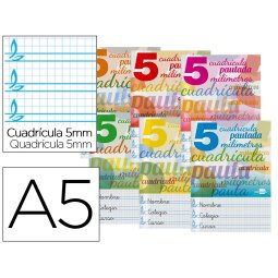 Libreta liderpapel pautaguia tapa cartoncillo 32 hojas din a5 70 g cuadriculado pautado 5 mm