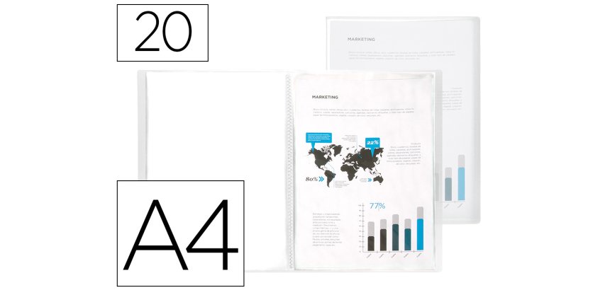 Carpeta liderpapel escaparate 47044 20 fundas polipropileno din a4 transparente translucido