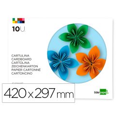 Bloc trabajos manuales liderpapel cartulina 297x420mm 10 hojas colores surtidos