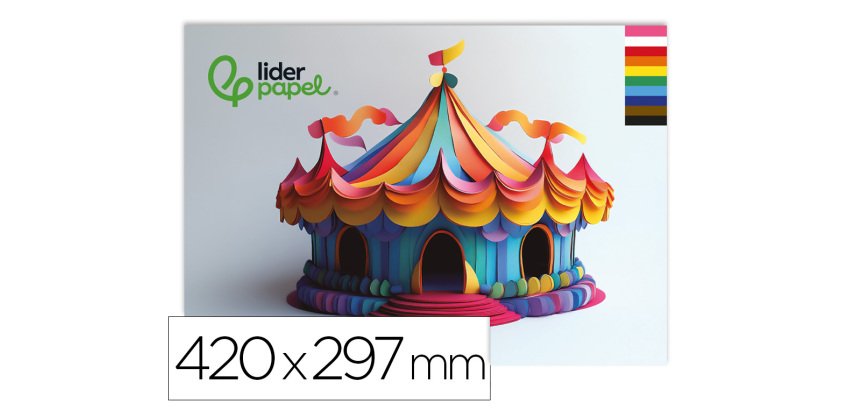 Bloc trabajos manuales liderpapel cartulina 297x420mm 10 hojas colores surtidos