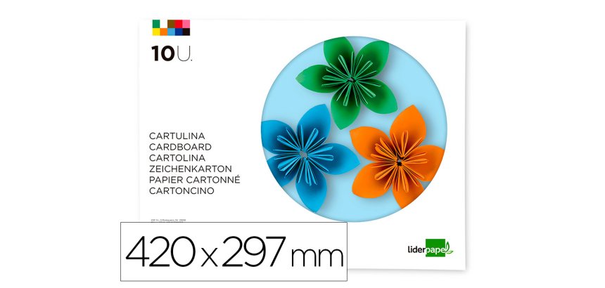 Bloc trabajos manuales liderpapel cartulina 297x420mm 10 hojas colores surtidos