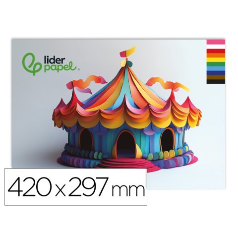 Bloc trabajos manuales liderpapel cartulina 297x420mm 10 hojas colores surtidos