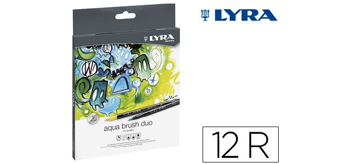 Rotulador lyra aqua brush duo caja de 12 colores