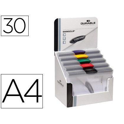 Carpeta Durable Swingclip® dossier pinza de plástico lateral y giratoria din a4 capacidad 30 hojas colores surtidos