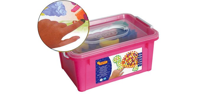 Pintura dedos jovi colores surtidos set esponja + plantillas