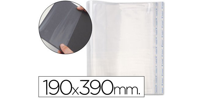 Forralibro pp ajustable adhesivo 190x390mm