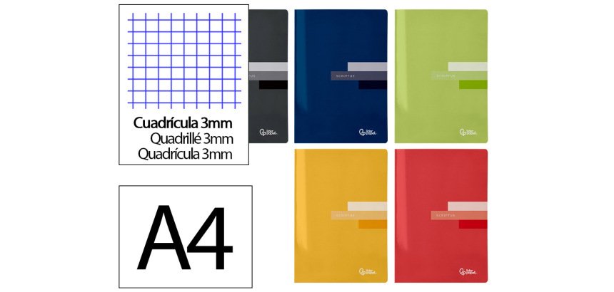 Libreta liderpapel scriptus a4 48 hojas 90gr cuadro 3mm con margen