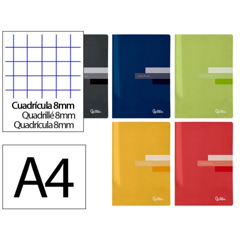 Libreta liderpapel scriptus a4 48 hojas 90gr cuadro 8mm con margen