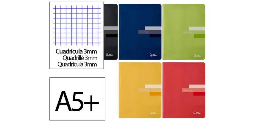 Libreta liderpapel scriptus a5 plus 48 hojas 90gr cuadro 3mm con margen