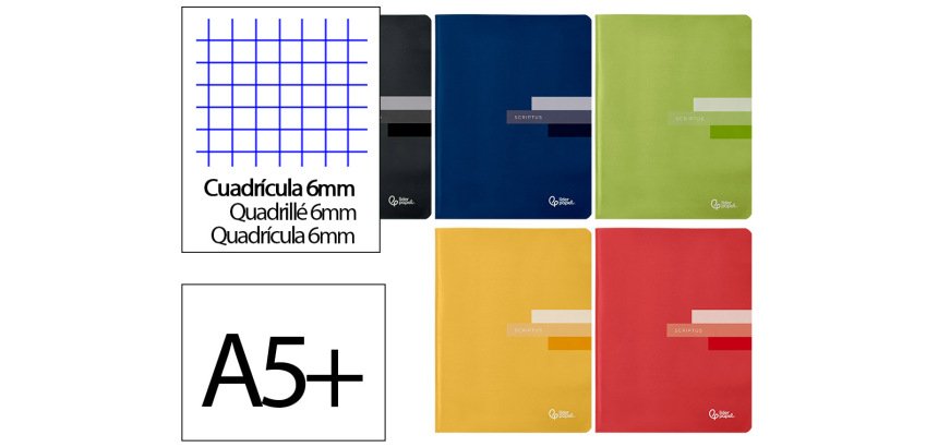 Libreta liderpapel scriptus a5 48 hojas 90gr cuadro 6mm con margen