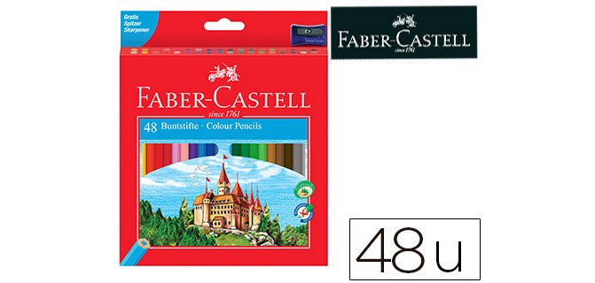 Lapices de colores faber castell hexagonal madera reforestada caja de 48 unidades colores surtidos