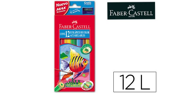 Lapices de colores faber castell acuarelables caja de 12 unidades colores surtidos