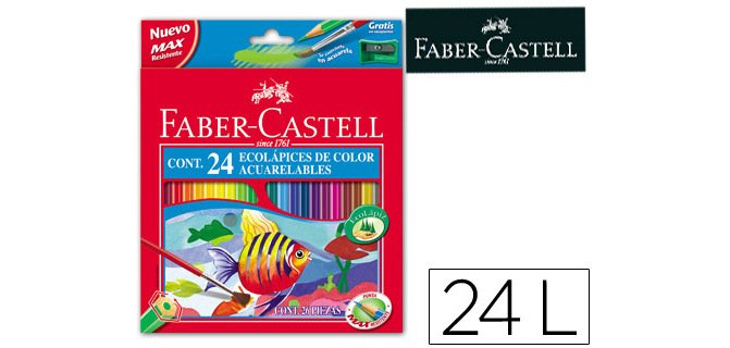 Lapices de colores faber castell acuarelables caja de 24 unidades colores surtidos