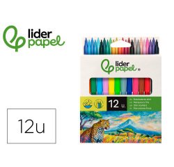 Rotulador liderpapel slim caja de 12 unidades colores surtidos