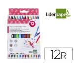 Rotulador liderpapel duo doble punta fina y gruesa caja de 12 unidades colores surtidos