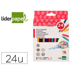 Rotulador liderpapel slim caja de 24 unidades colores surtidos