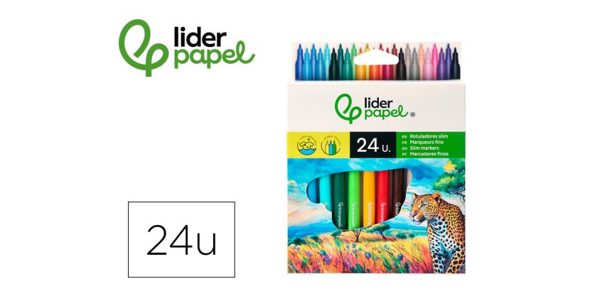 Rotulador liderpapel slim caja de 24 unidades colores surtidos